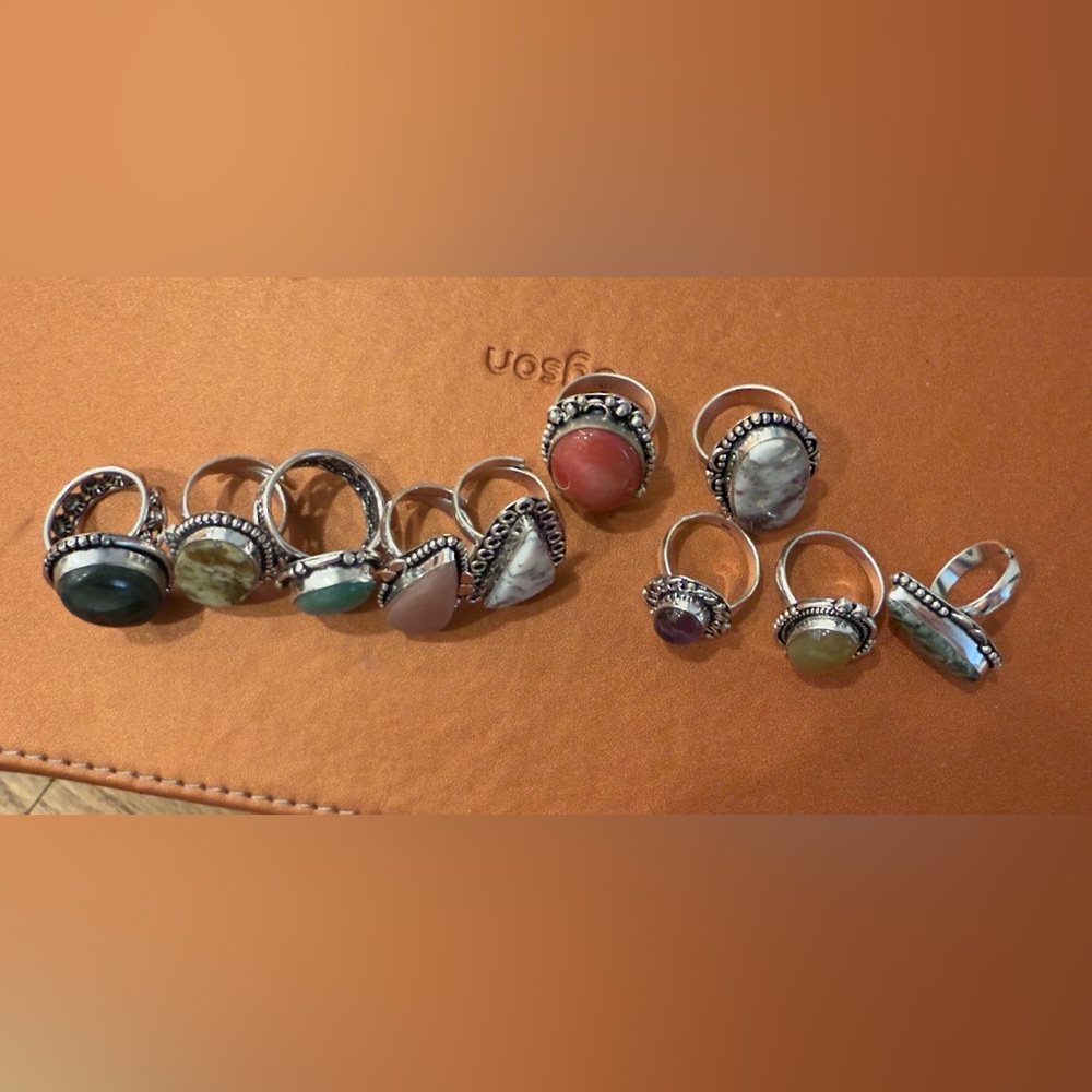 Chunky Silver Rings - Stackable, Multicolored - A… - image 2